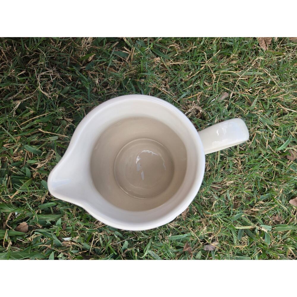 7 Piece Longaberger Pottery Green Woven Traditions Pitcher Cups Saucers - Picture 8 of 8